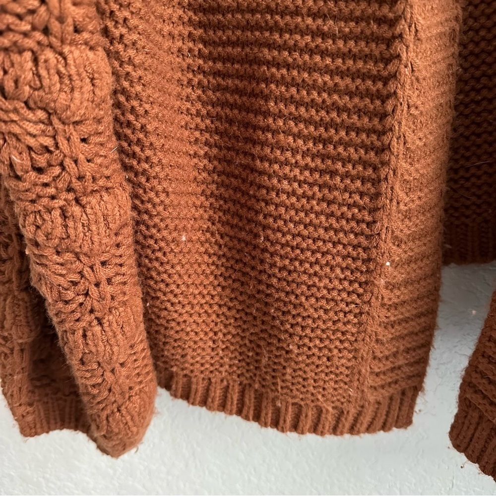 Alya Rust Orange Chunky Knit Open Cardigan - Picture 6 of 10